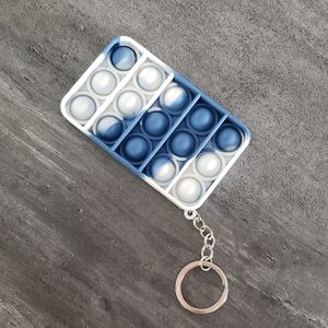 White Blue Push Pop It Bubble Fidget Keychain